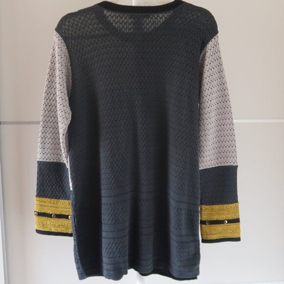 Margaret Winters Knit Patchwork Scoop Neck Cardigan Sweater Artsy Oversized XS - Picture 4 of 11